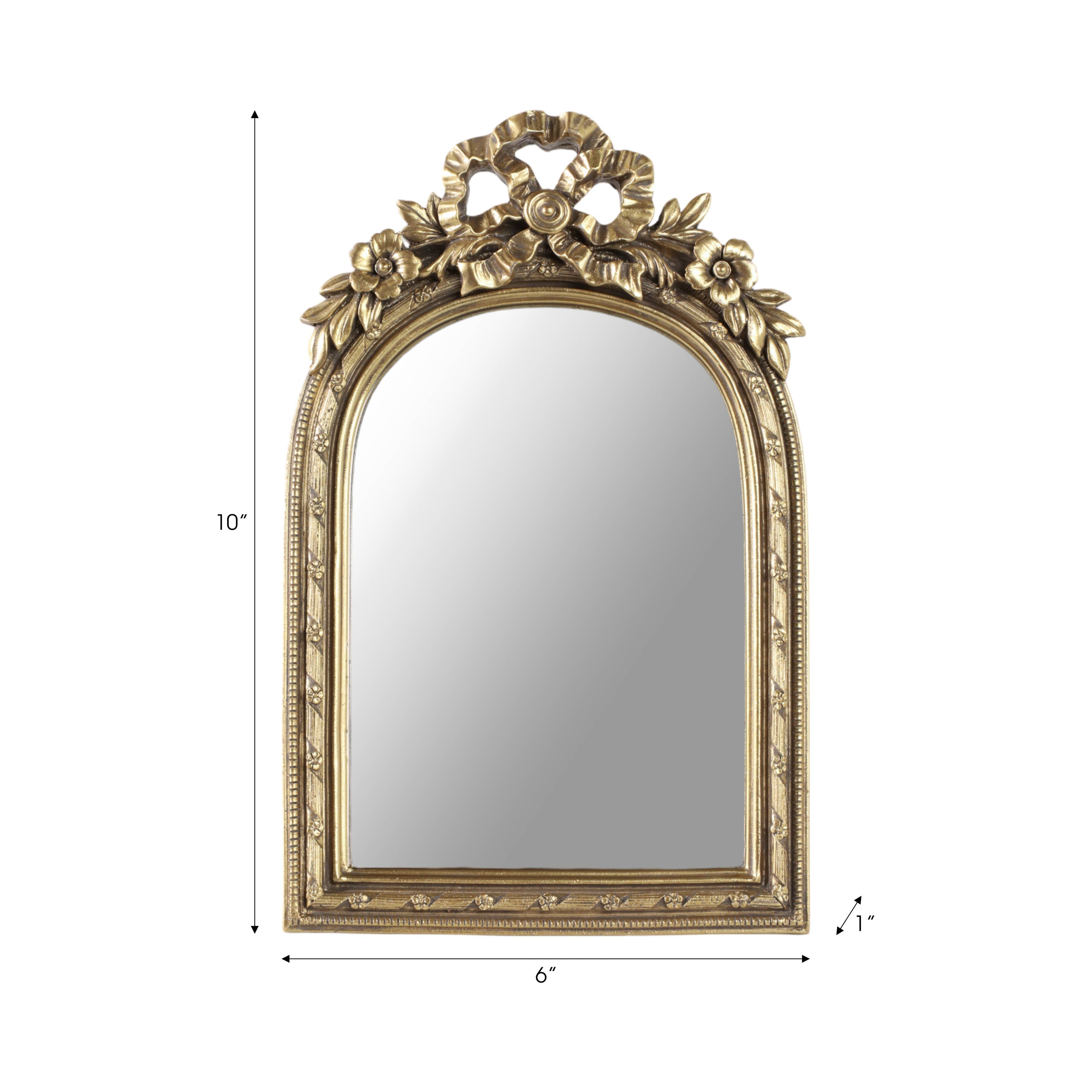 Wall Mirror - Gold Glass Gilded Bow Arch Framed, 10 in.