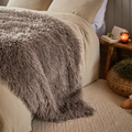 Faux Fur Throw Blanket Natural or Mocha