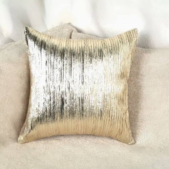 Gold Faux Leather Throw Pillow