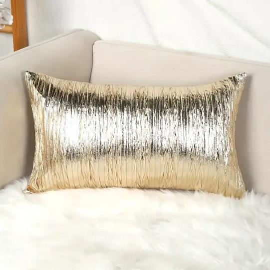 Gold Faux Leather Throw Pillow