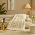 Ivory Bubble Faux Fur Throw Blanket  50"x60"