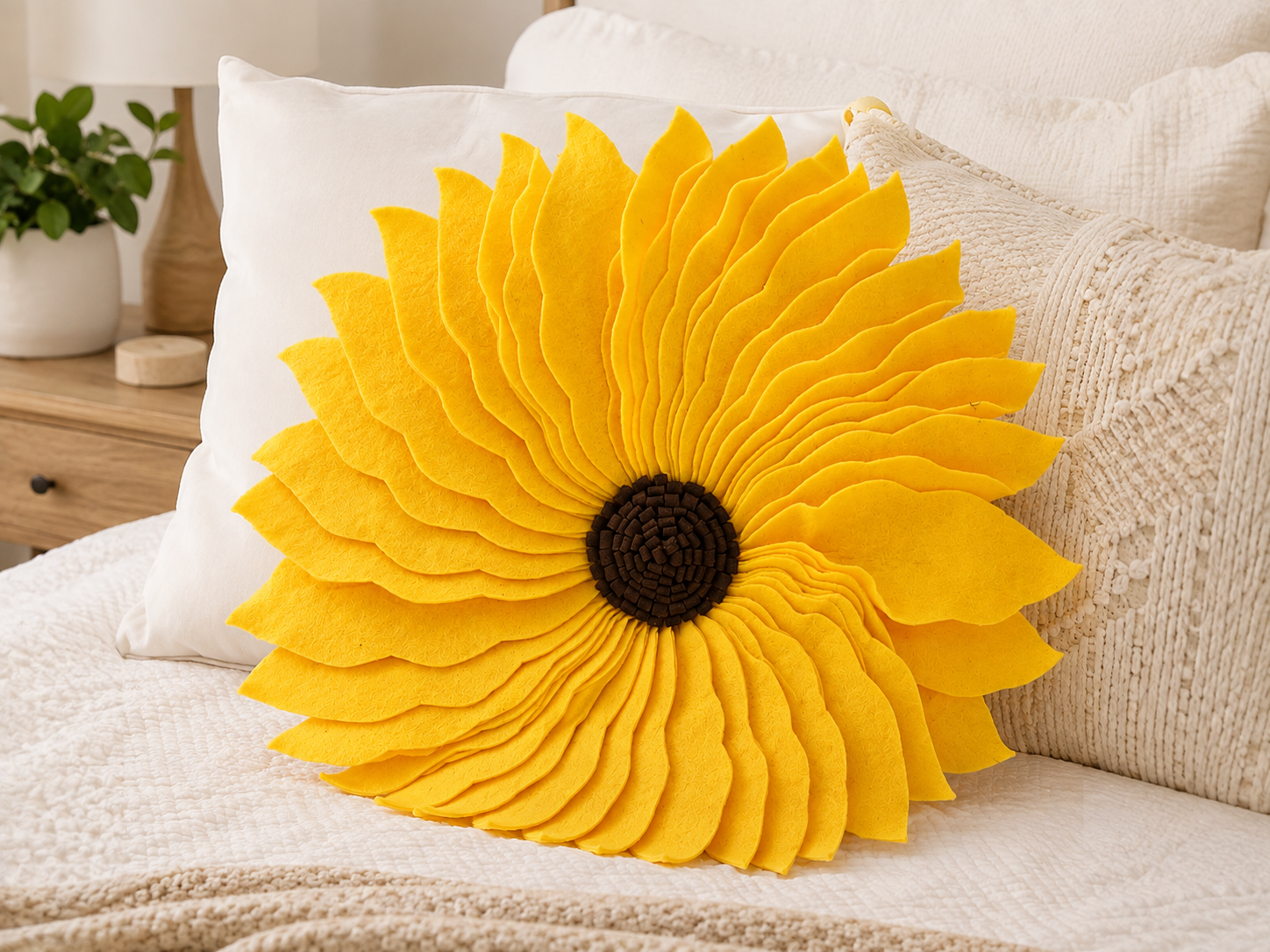Handmade 3D Flower Decorative Pillow 13"