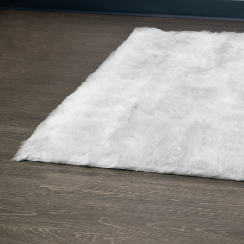 Arial Faux Sheepskin Rug White, 5'x3'