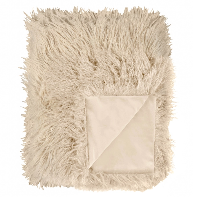 Faux Fur Throw Blanket Natural or Mocha