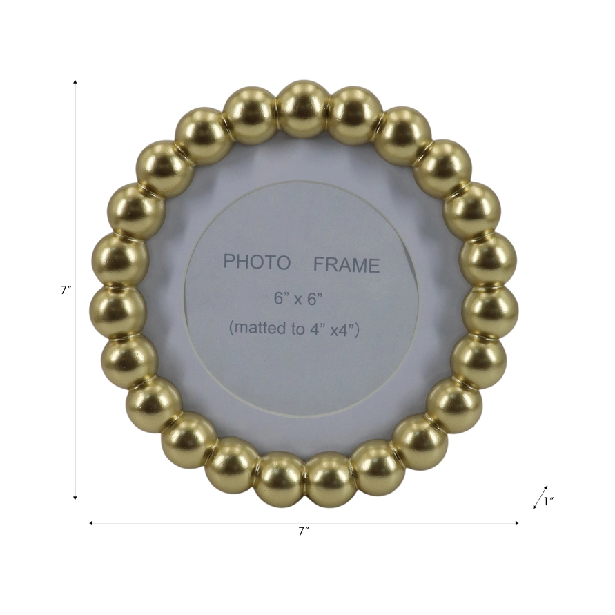 Gold Glass Beaded Photo Frame  6"x6"