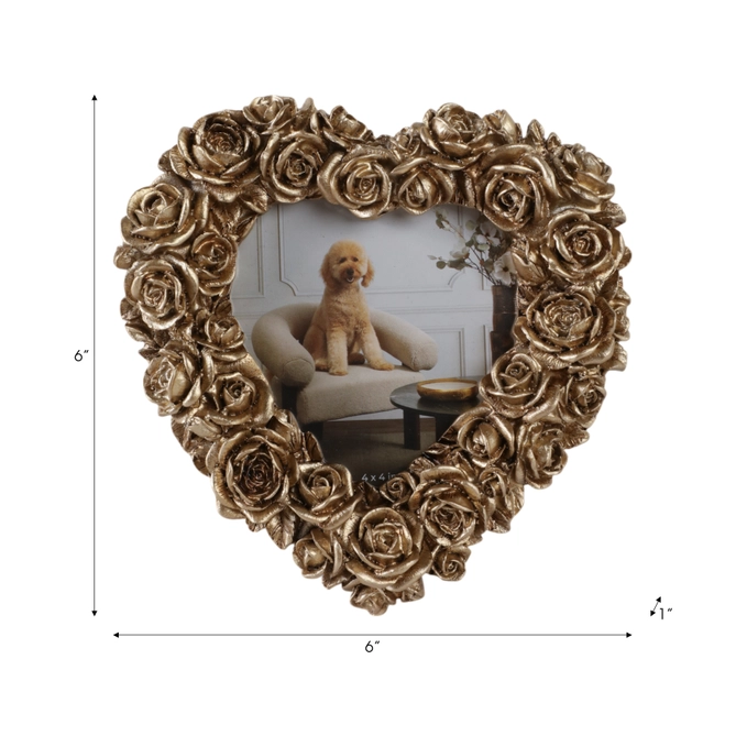 Small Gold Heart Photo Frame  4"x4"