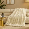 Ivory Bubble Faux Fur Throw Blanket – 50" X 60"