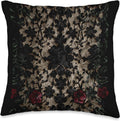 Vintage Gothic Accent Pillow  Black & Cream, 16"x16"