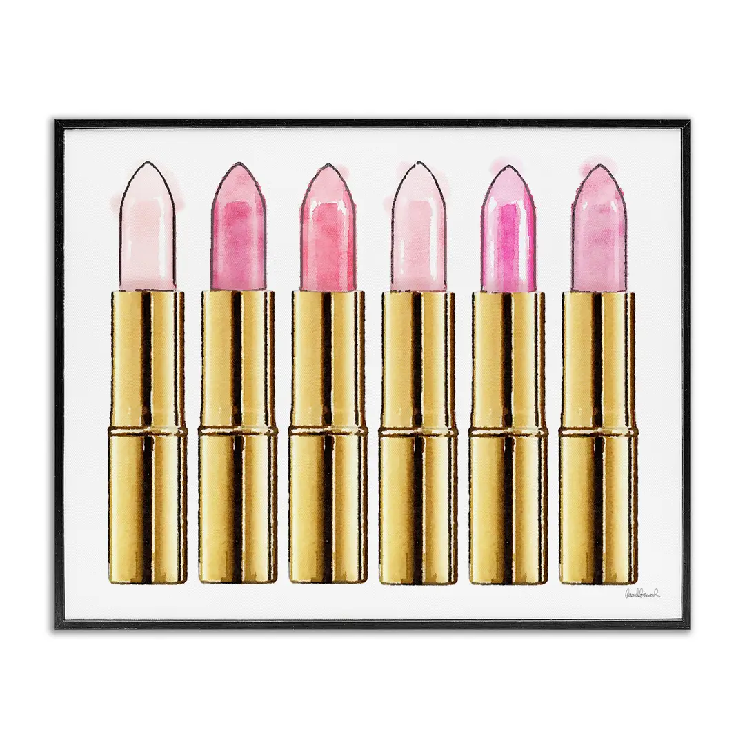 Pink Gold Lipstick Glam Fashion Wall Art