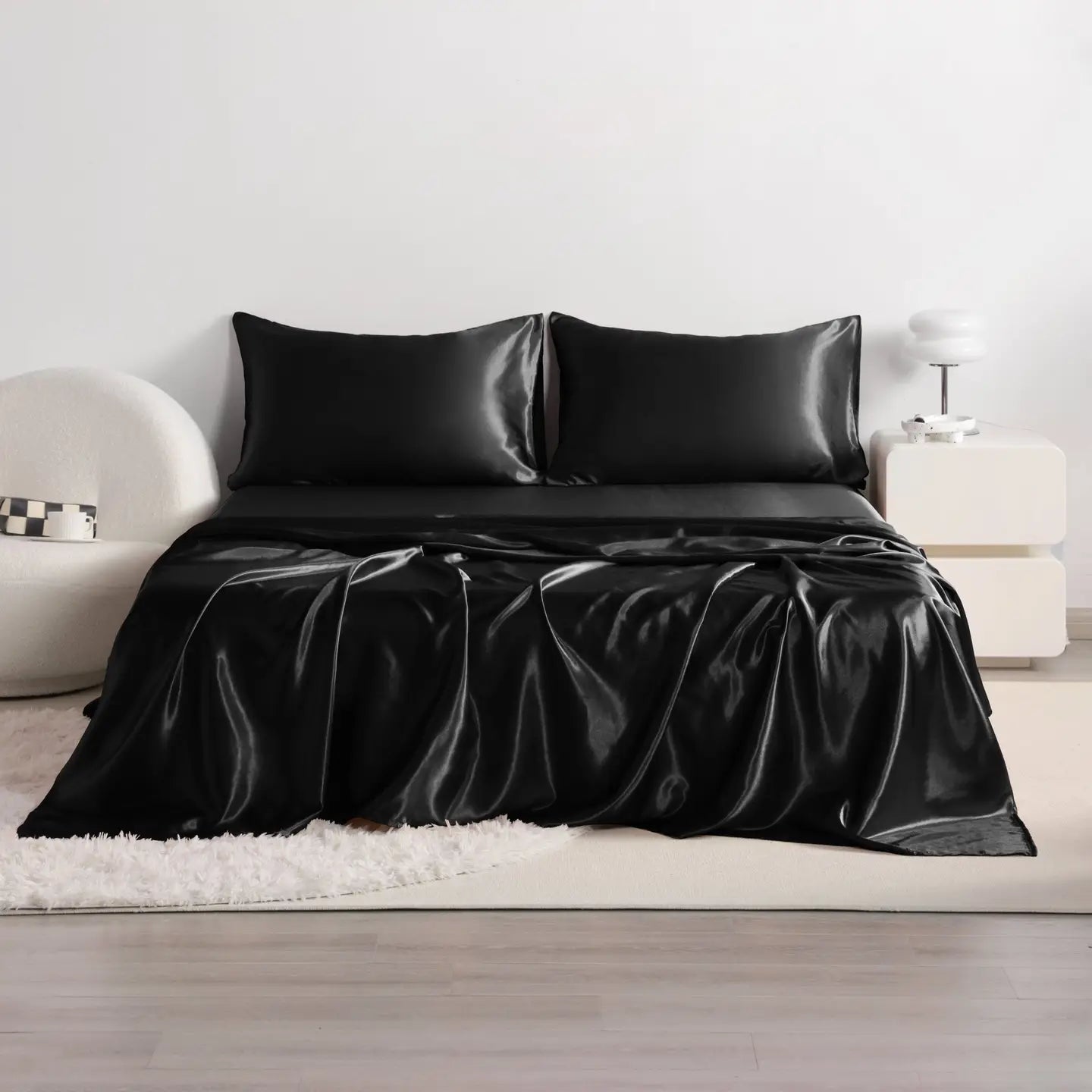 Twin XL Satin Cooling Silky Bed Sheet Set