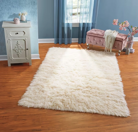 Pink or White Flokati Area Rug 3'x5'